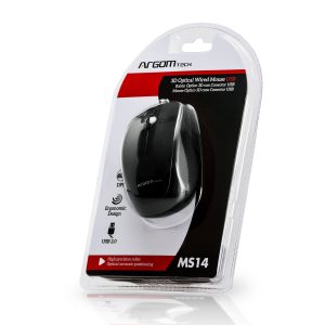 ARGOM MOUSE OPTICO 3D CON CONECTOR USB NEGRO